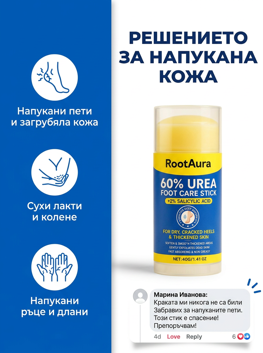 RootAura™ Крем за сухи и напукани пети
