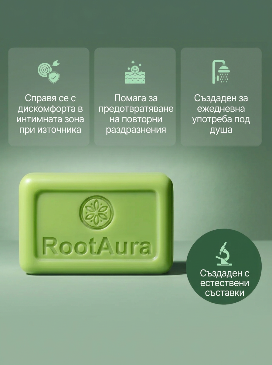 RootAura™ Tea Tree — Специализиран сапун с чаено дърво за ежедневна хигиена