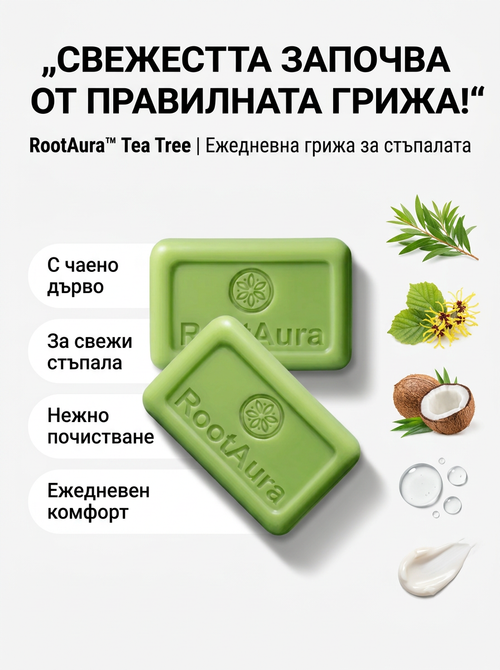 RootAura™ Tea Tree — Специализиран сапун с чаено дърво за ежедневна хигиена